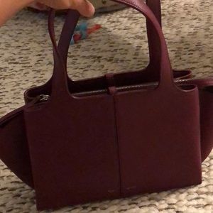 Celine trifold medium grained calf skin burgandy